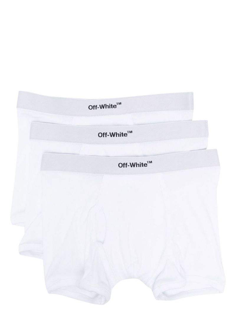 White Logo Waistband Boxer Briefs Set