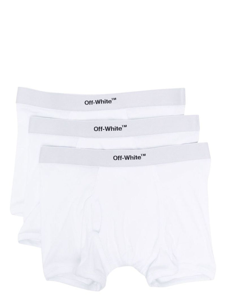 White Logo Waistband Boxer Briefs Set