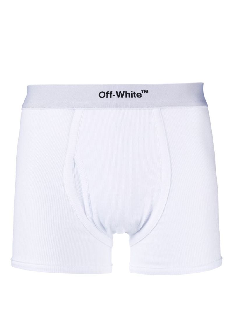 White Logo Waistband Boxer Briefs Set
