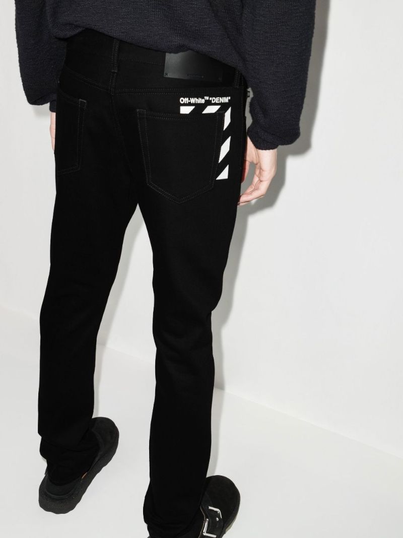 Black Diag Straight Leg Denim Jeans