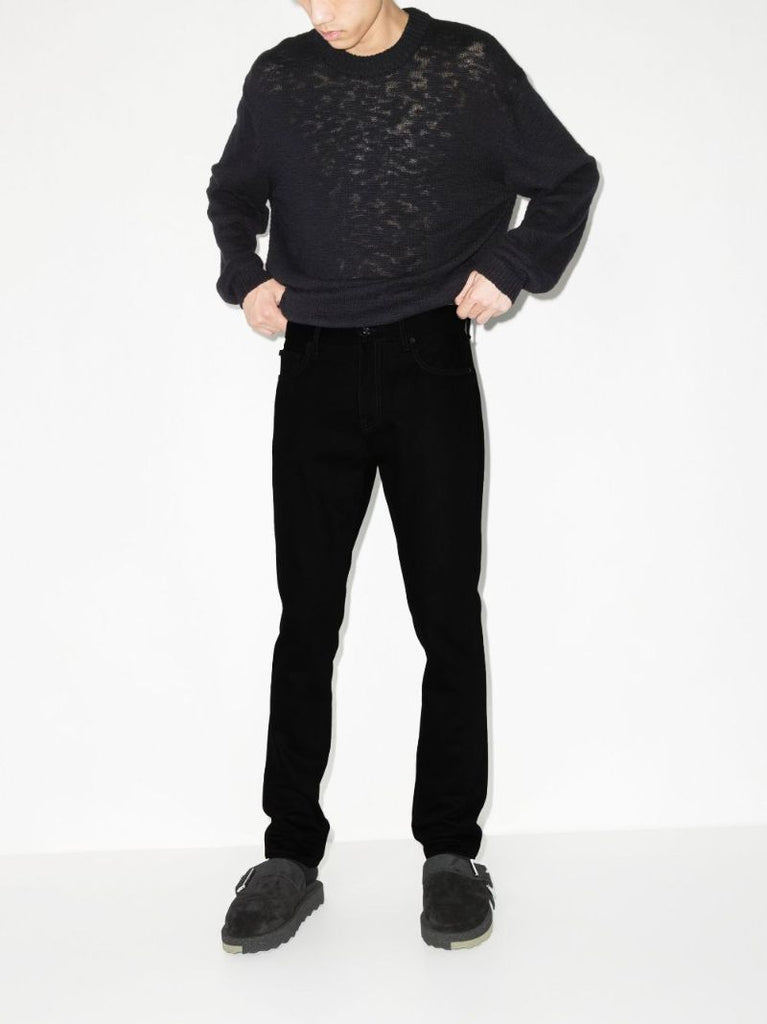 Black Diag Straight Leg Denim Jeans