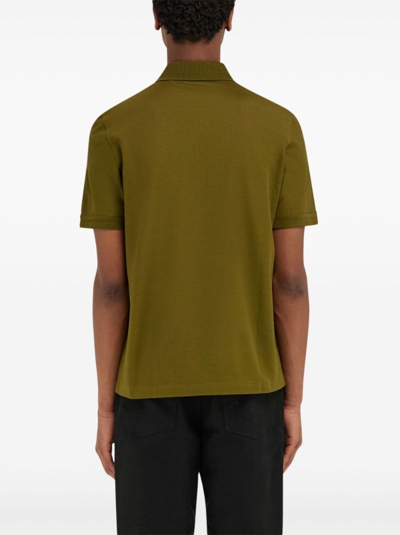 Embroidered Zipper Polo Shirt