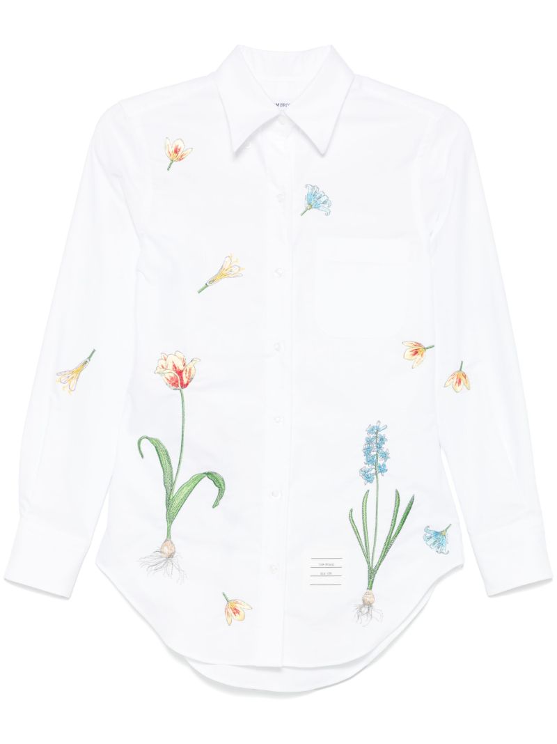 Floral-embroidery Cotton Shirt