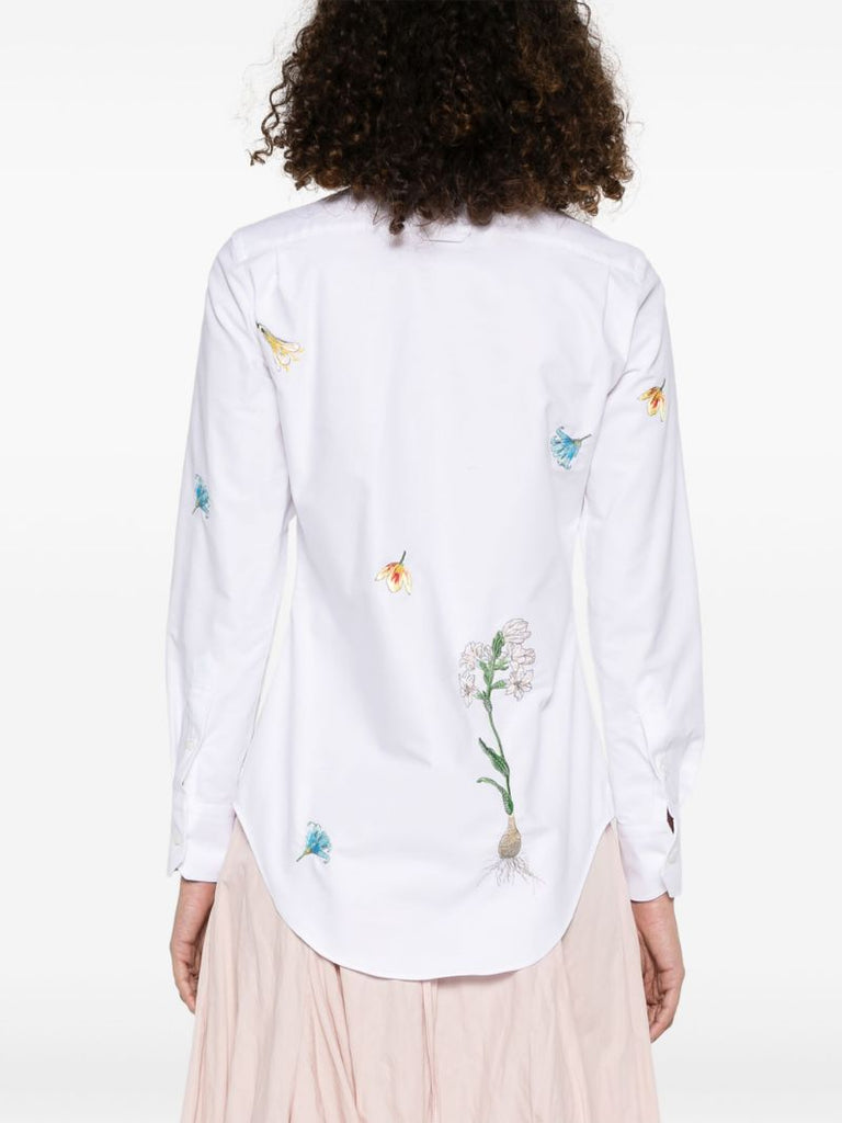 Floral-embroidery Cotton Shirt