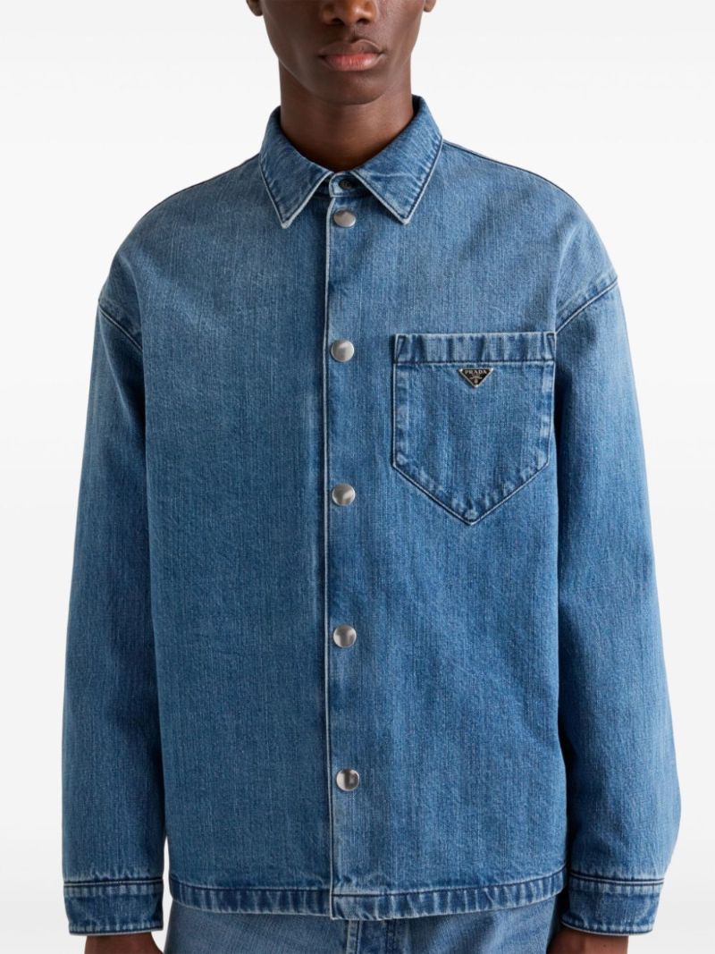 Blue Triangle-logo Denim Overshirt