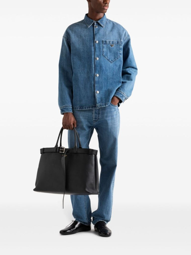 Blue Triangle-logo Denim Overshirt
