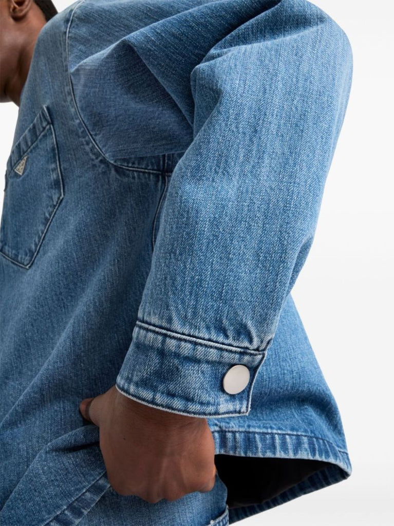 Blue Triangle-logo Denim Overshirt