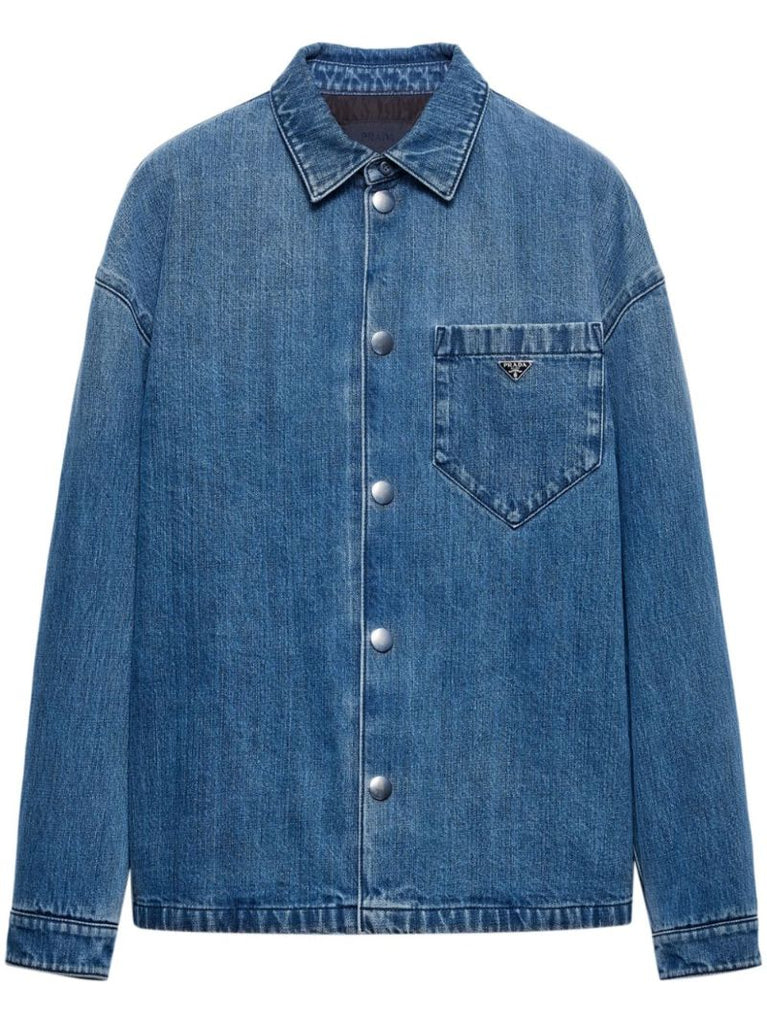 Blue Triangle-logo Denim Overshirt