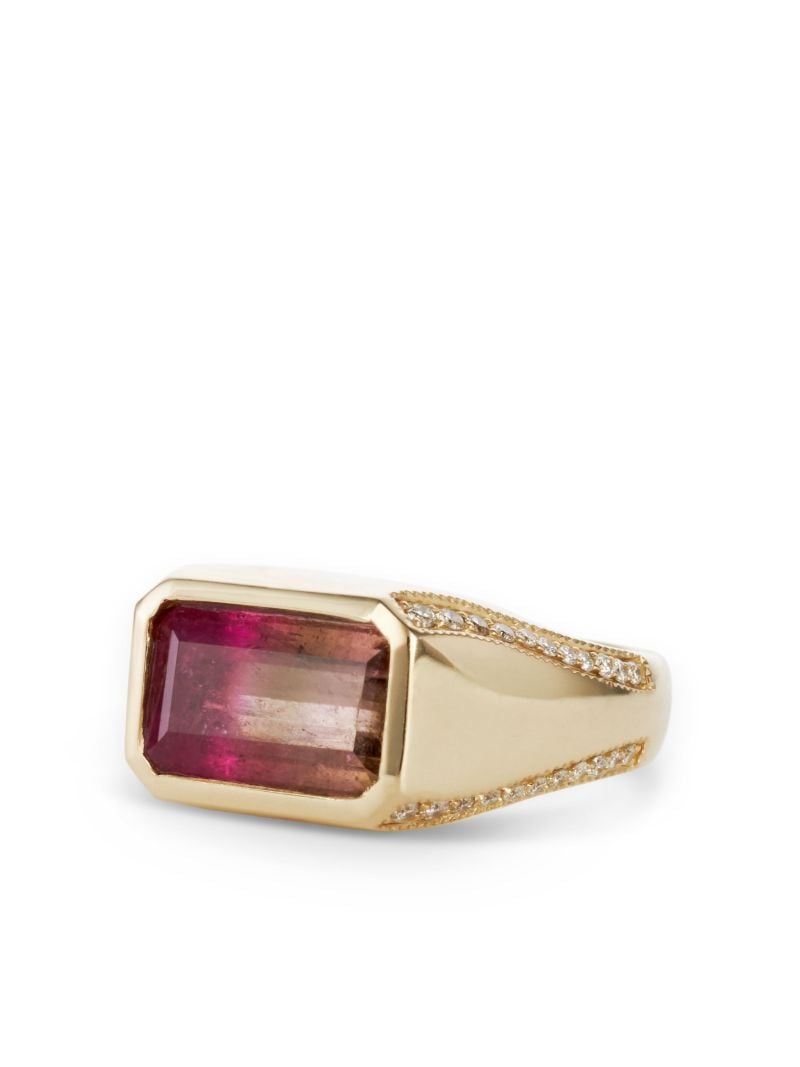 18k Yellow Gold Tourmaline and Diamond Ring