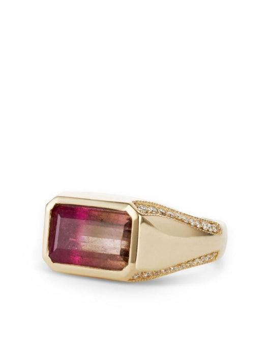 18k Yellow Gold Tourmaline and Diamond Ring