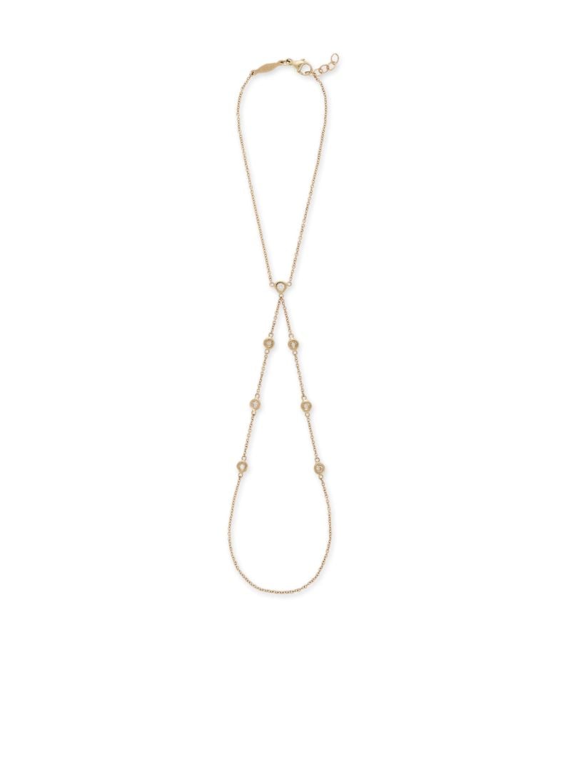 14k Yellow Gold 7 Diamond Double Stem Finger Bracelet