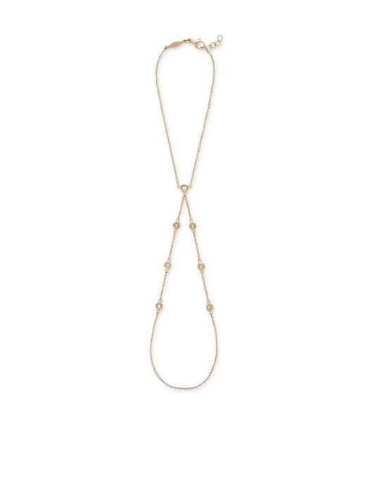 14k Yellow Gold 7 Diamond Double Stem Finger Bracelet