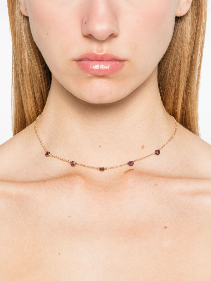 18k Yellow Gold Diamond and Ruby Necklace4