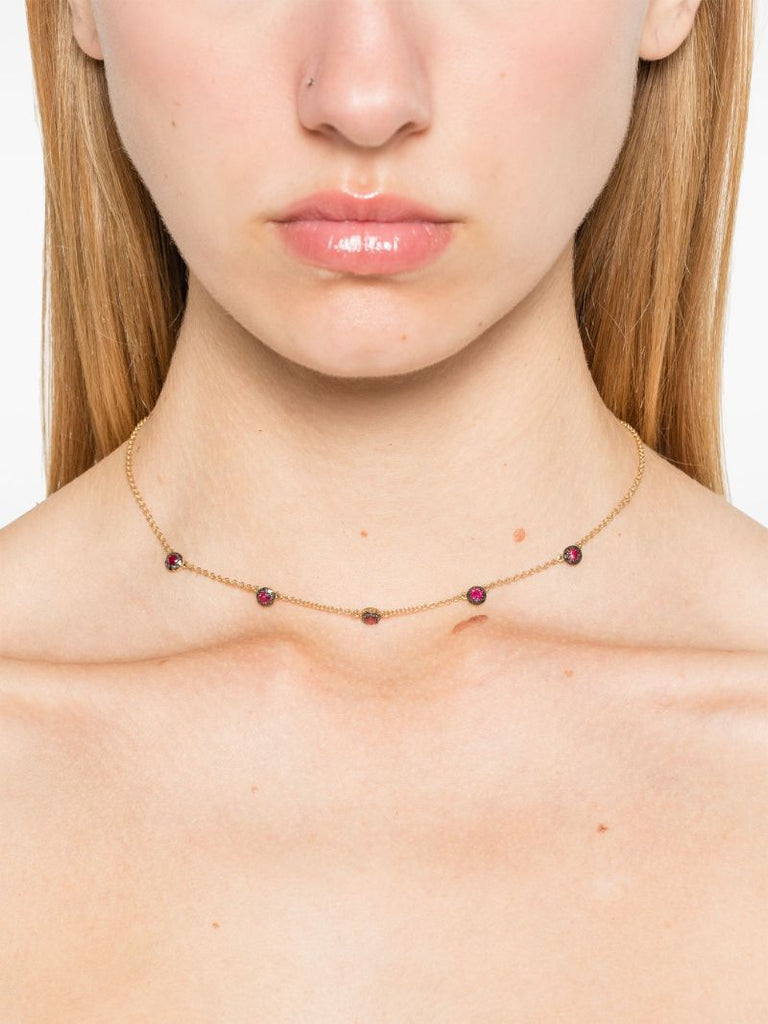 18k Yellow Gold Diamond and Ruby Necklace4