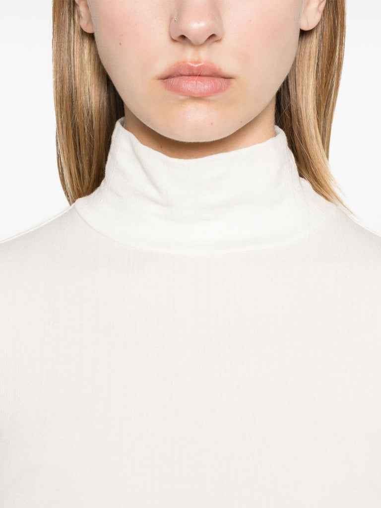 White Ribbed-knit Ski Top