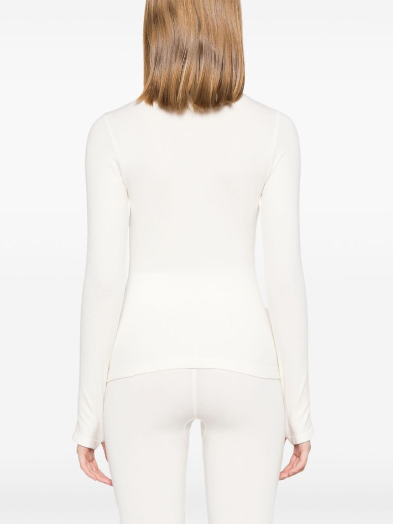 White Ribbed-knit Ski Top