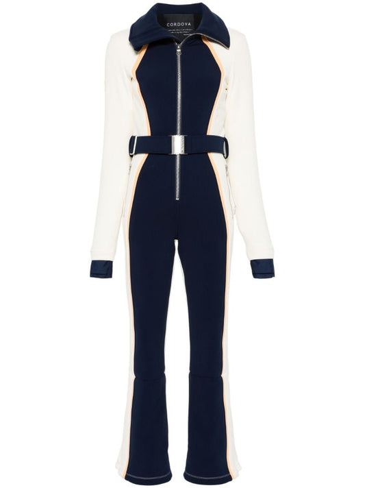 Blue Colour-block Ski Suit