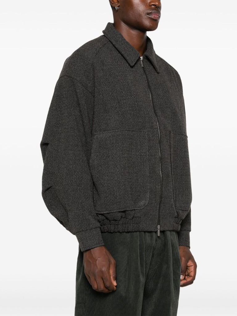 Grey BouclÃ_x0083_Â© Bomber Jacket