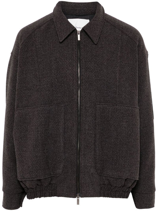Grey BouclÃ_x0083_Â© Bomber Jacket