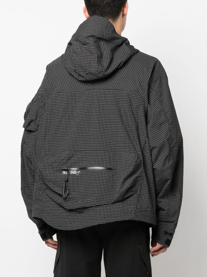 Black Grid Print Lightweight Jacket