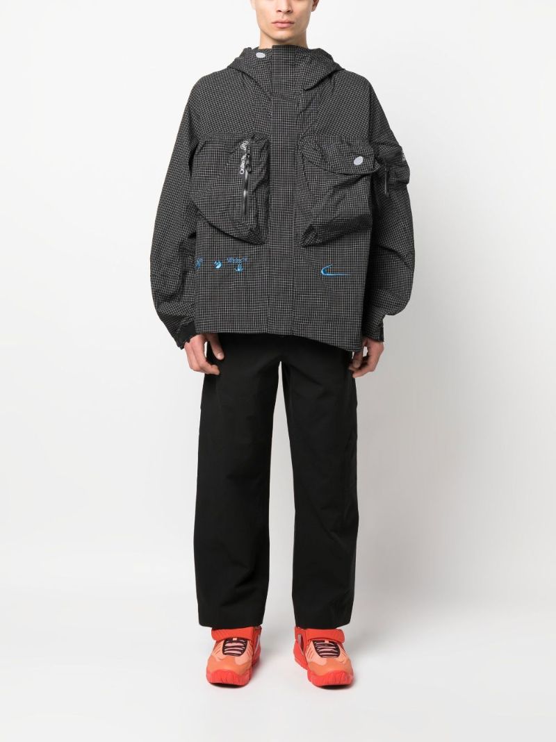 Black Grid Print Lightweight Jacket