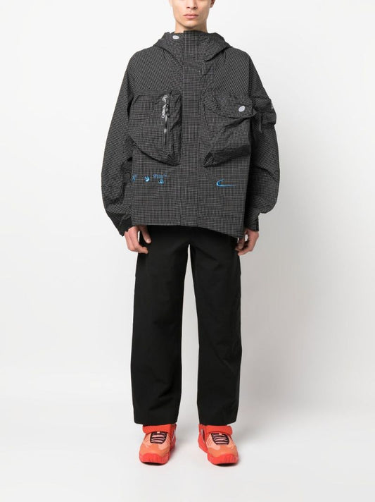 Black Grid Print Lightweight Jacket
