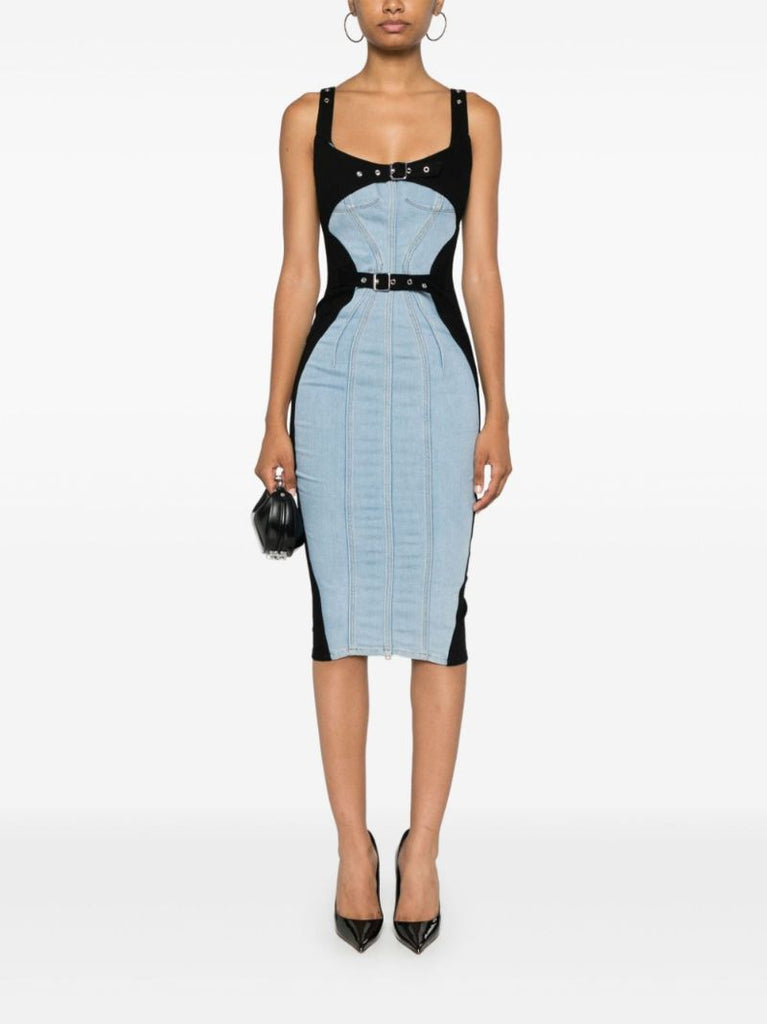 Panelled Buckled Midi Dress