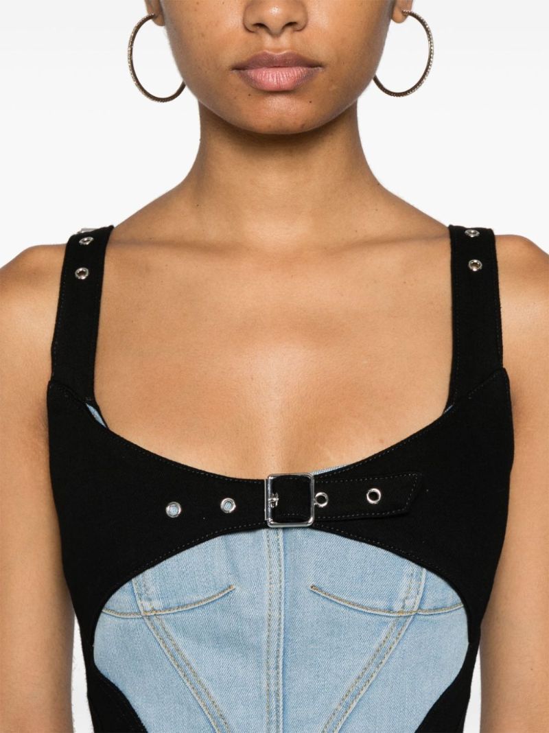 Panelled Buckled Midi Dress