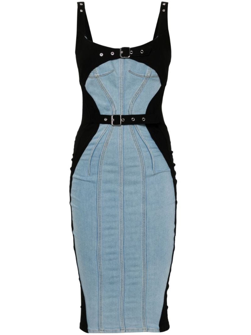 Panelled Buckled Midi Dress