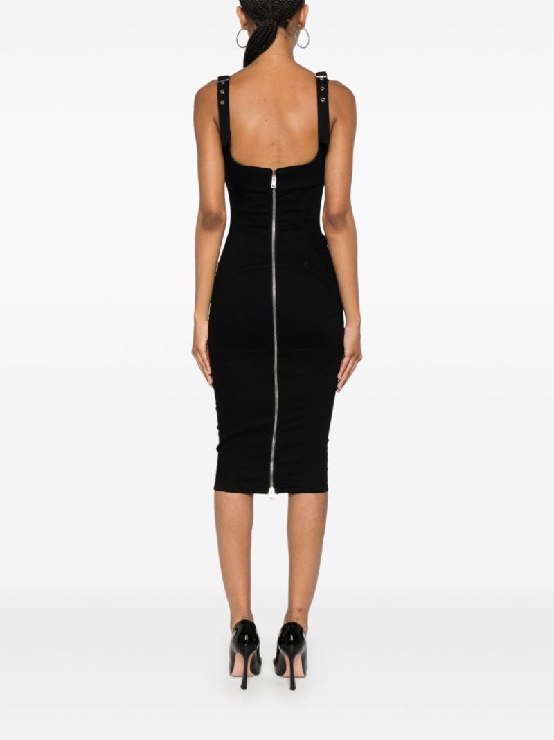 Panelled Buckled Midi Dress
