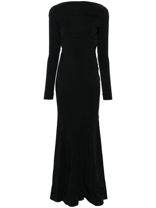Backless Buckled Crepe Gown