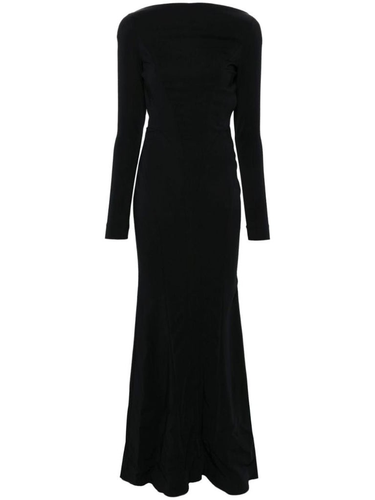 Backless Buckled Crepe Gown