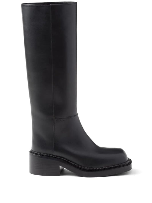 Black 55 Leather Knee-high Boots
