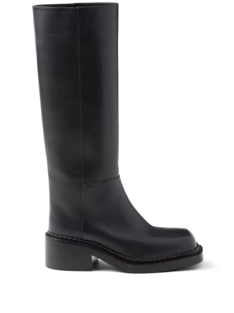 Black 55 Leather Knee-high Boots