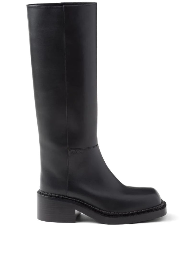 Black 55 Leather Knee-high Boots