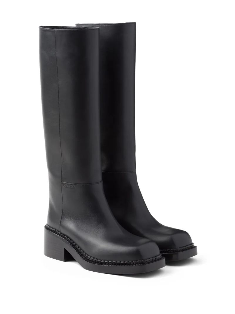 Black 55 Leather Knee-high Boots