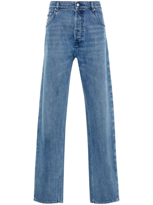 Blue Mid-rise Straight Jeans