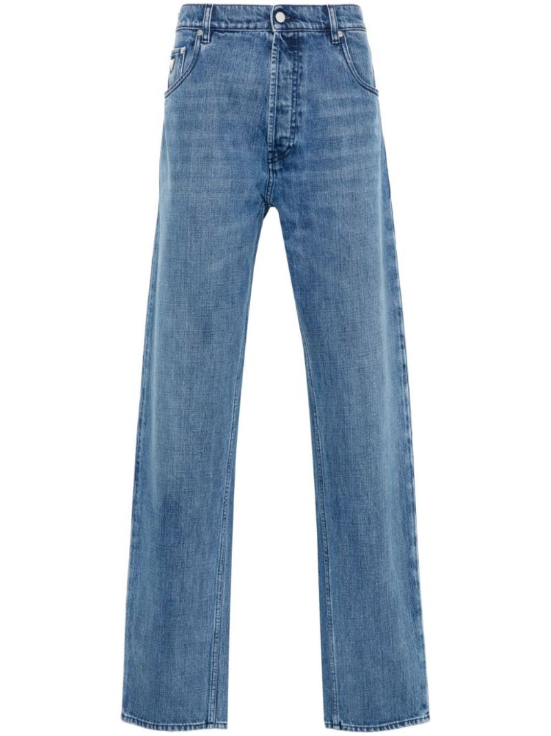 Blue Mid-rise Straight Jeans