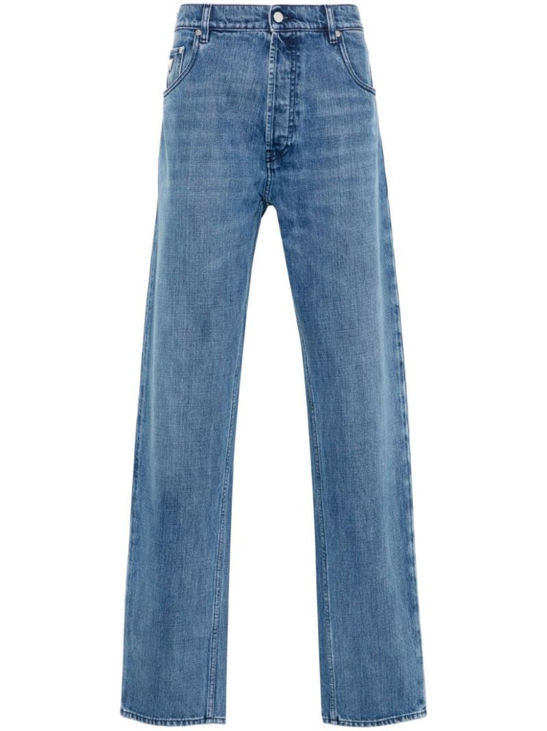Blue Mid-rise Straight Jeans