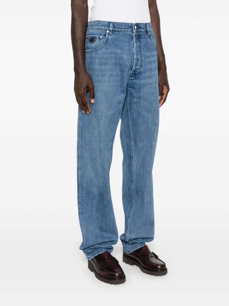 Blue Mid-rise Straight Jeans