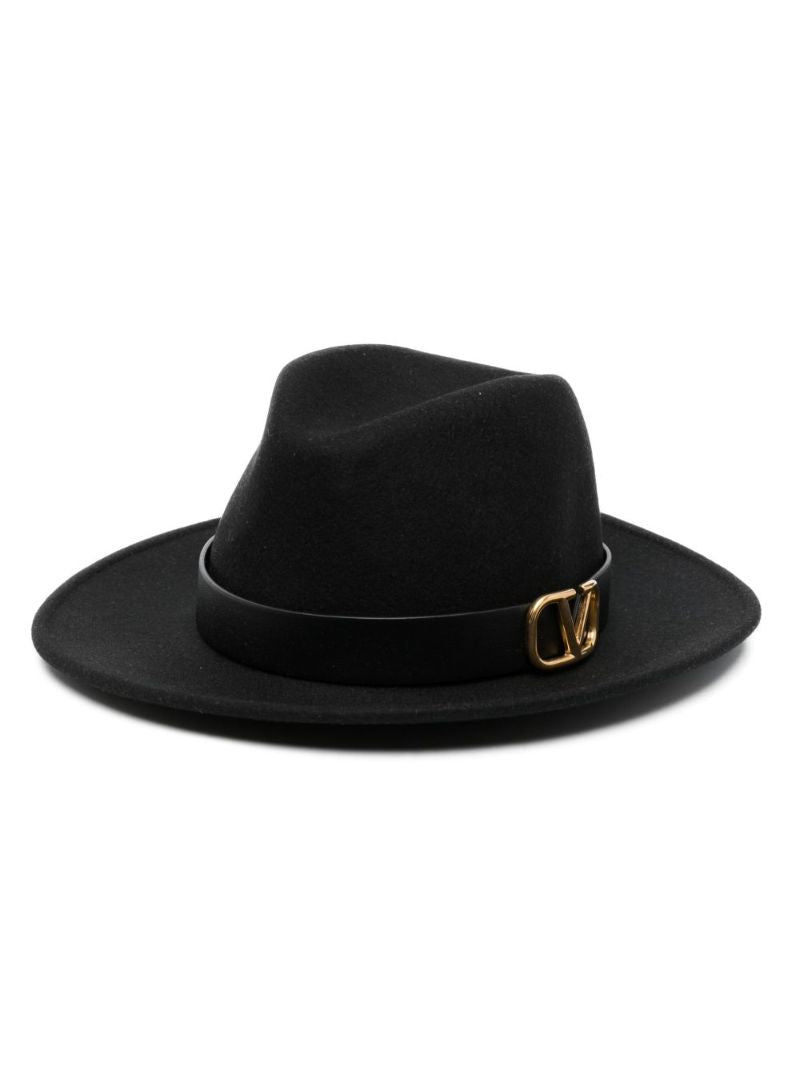 Black Vlogo Signature Wool Felt Fedora Hat