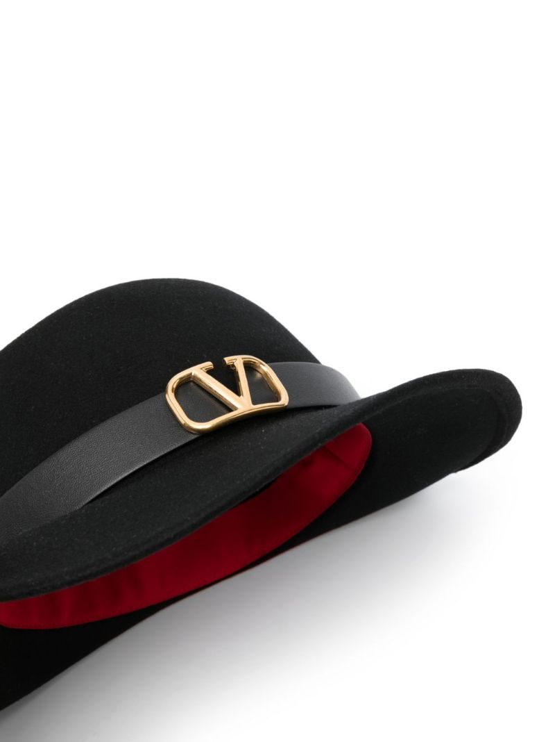 Black Vlogo Signature Wool Felt Fedora Hat
