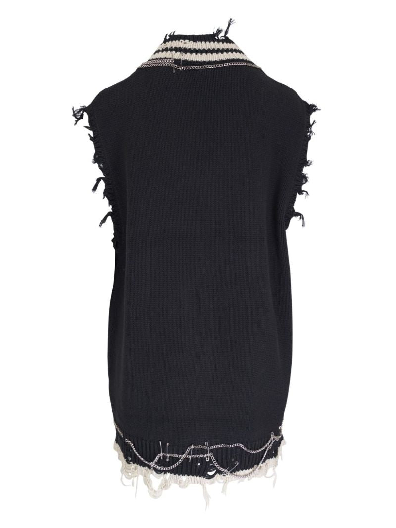 Distressed Chain-embellished Mini Dress