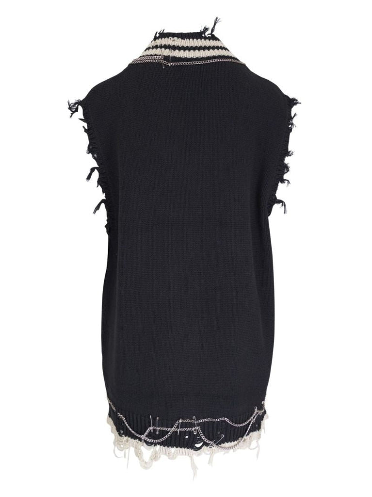 Distressed Chain-embellished Mini Dress