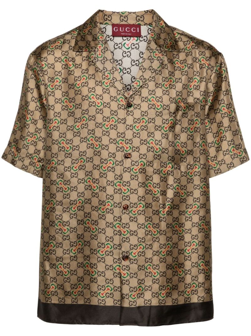 Gg Horsebit-print Silk Shirt