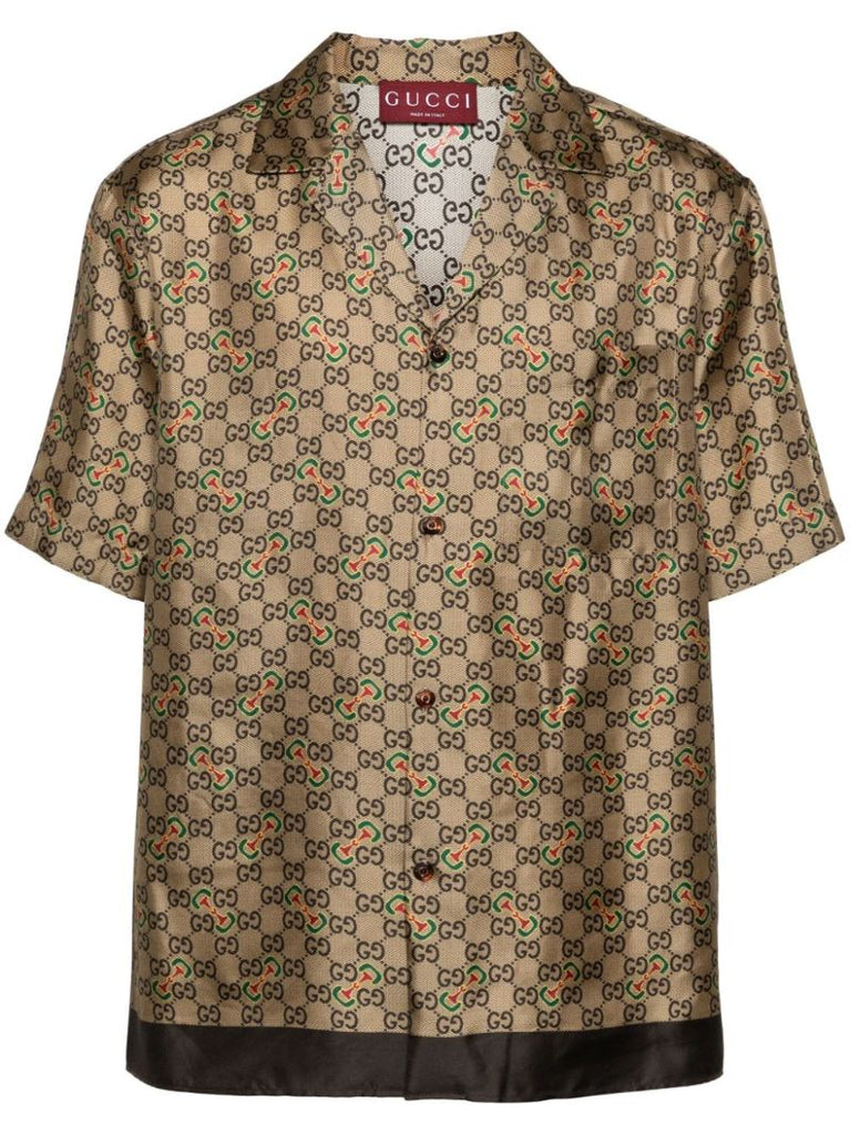 Gg Horsebit-print Silk Shirt