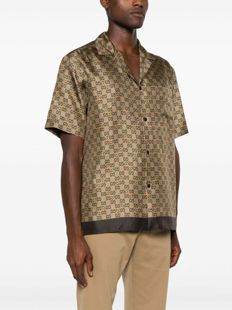 Gg Horsebit-print Silk Shirt