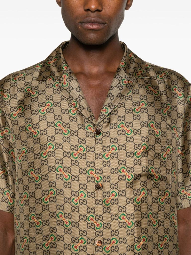Gg Horsebit-print Silk Shirt