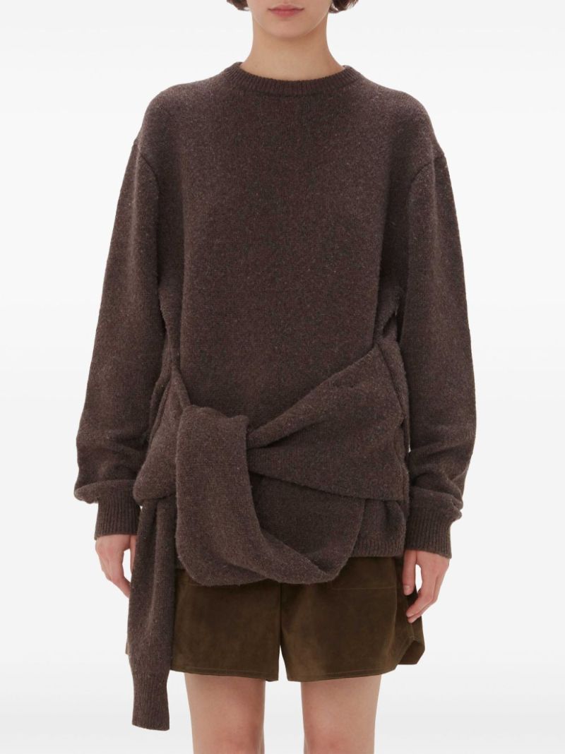 Draped Tie-front Sweater