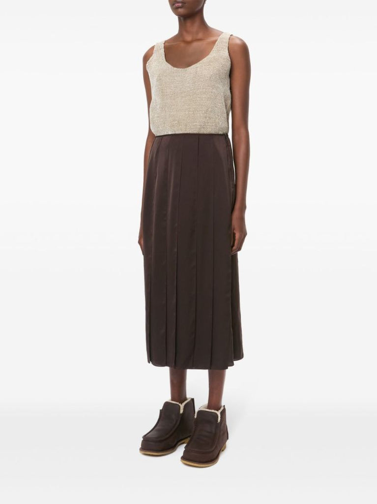 Brown Pleated Skirt
